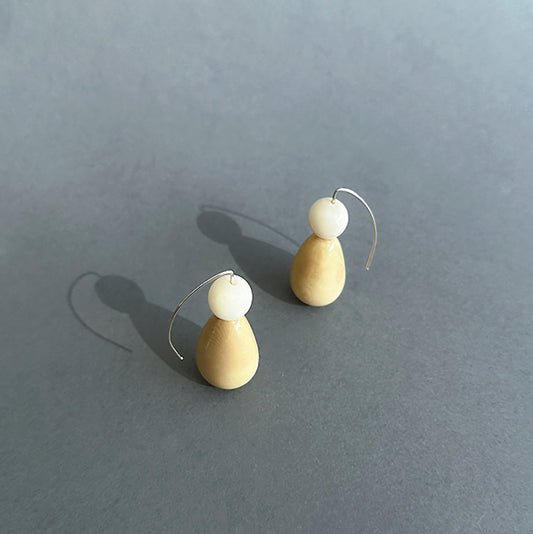 Earrings handmade with tagua nut beads and silver hooks