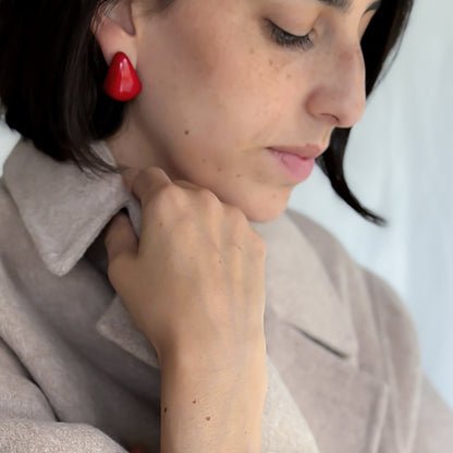Delicate earrings in the shape of a drop, handmade with organic tagua nut.